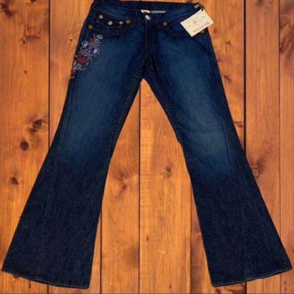 True Religion Joey Big T High Rise Wide Leg Flare - Picture 1 of 6